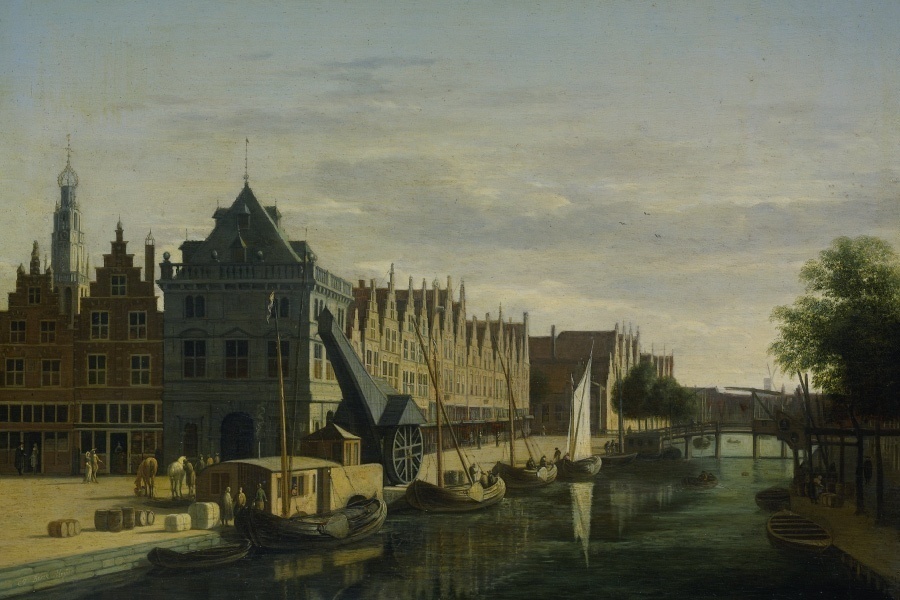 De Waag en de kraan aan het Spaarne te Haarlem - Gerrit Adrianesz Berckheyde 1