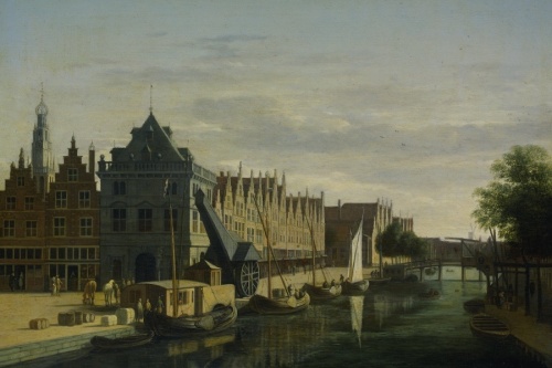 De Waag en de kraan aan het Spaarne te Haarlem - Gerrit Adrianesz Berckheyde 