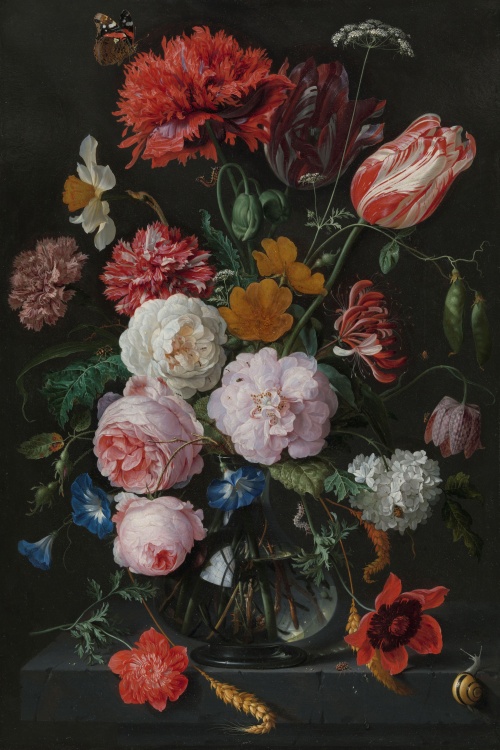 Stilleven met bloemen in een glazen vaas - Jan Davidsz. de Heem
