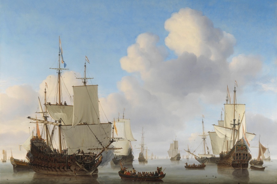 Hoofdafbeelding Hollandse schepen op een kalme zee - Willem van de Velde 