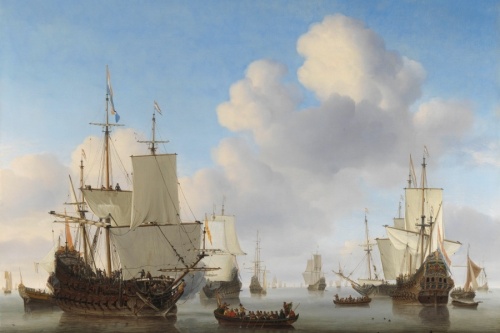 Hollandse schepen op een kalme zee - Willem van de Velde 