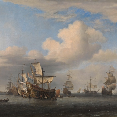 Veroverde Engelse schepen na de Vierdaagse Zeeslag - Willem van de Velde