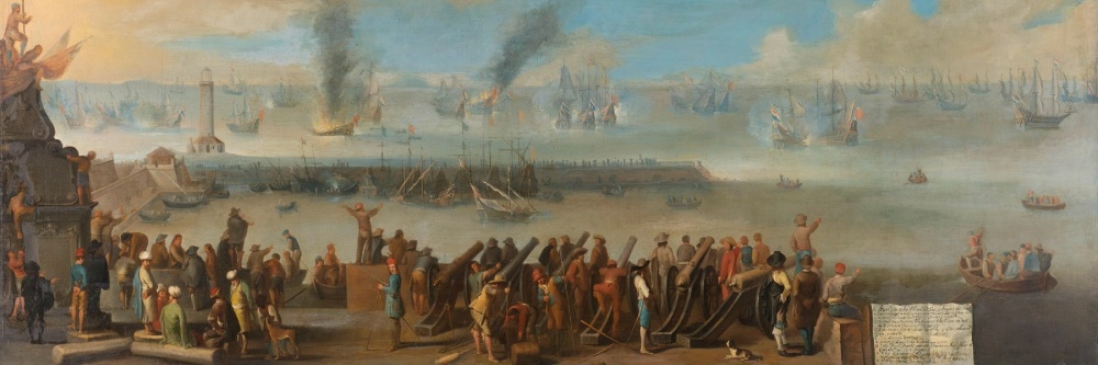 De zeeslag bij Livorno impressie